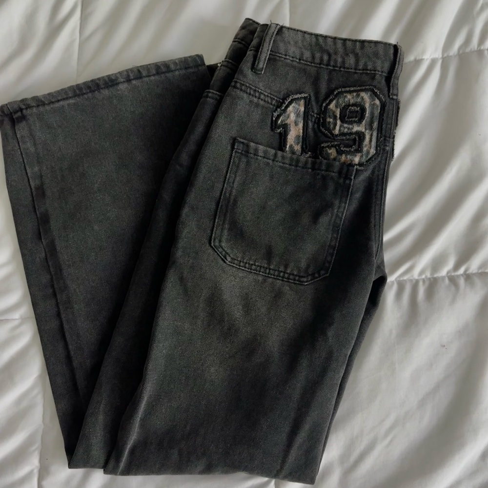 Edikted 1980 Leopard Patch Low Rise Jeans- never worn